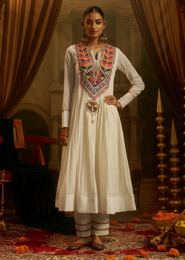 Offwhite Embroidered Pant Suit