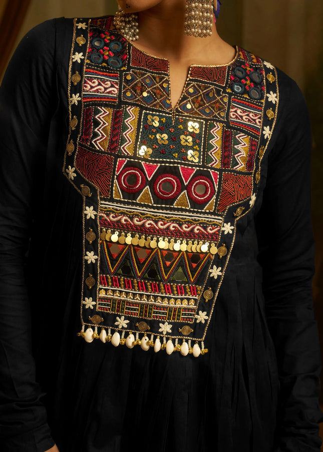 Black Embroidered Pant Suit