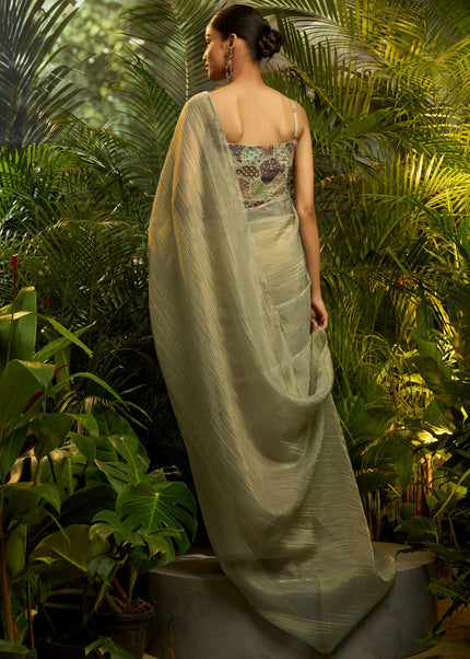 Green Embroidered Saree