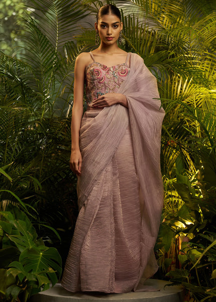 Mauve Embroidered Saree