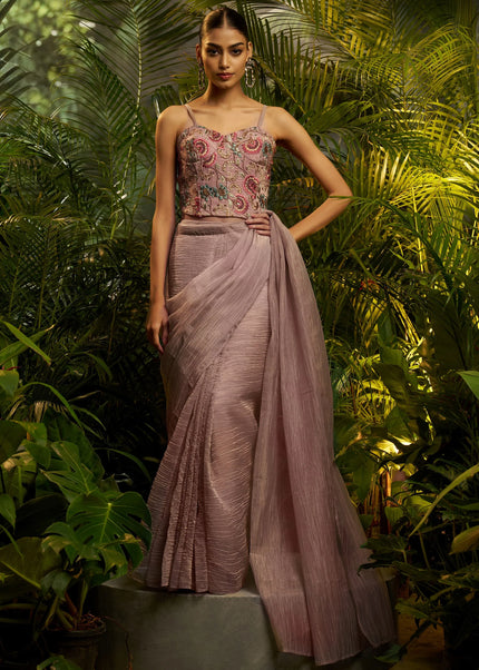 Mauve Embroidered Saree