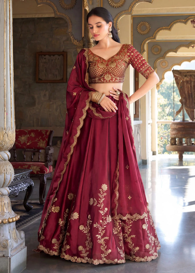 Pink Embroidered Lehenga Choli