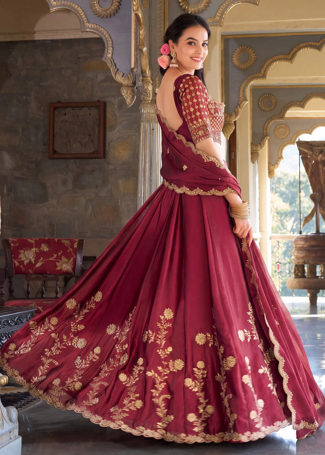 Pink Embroidered Lehenga Choli