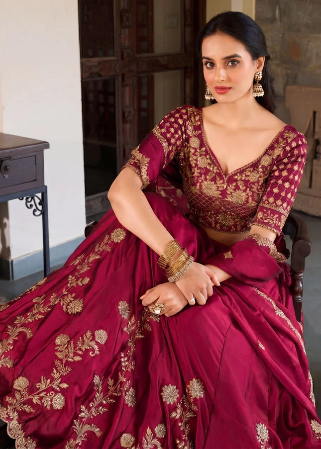 Pink Embroidered Lehenga Choli