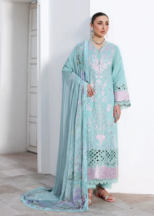 Roheenaz | Floral Reveire Luxury Lawn - Dewy Mist