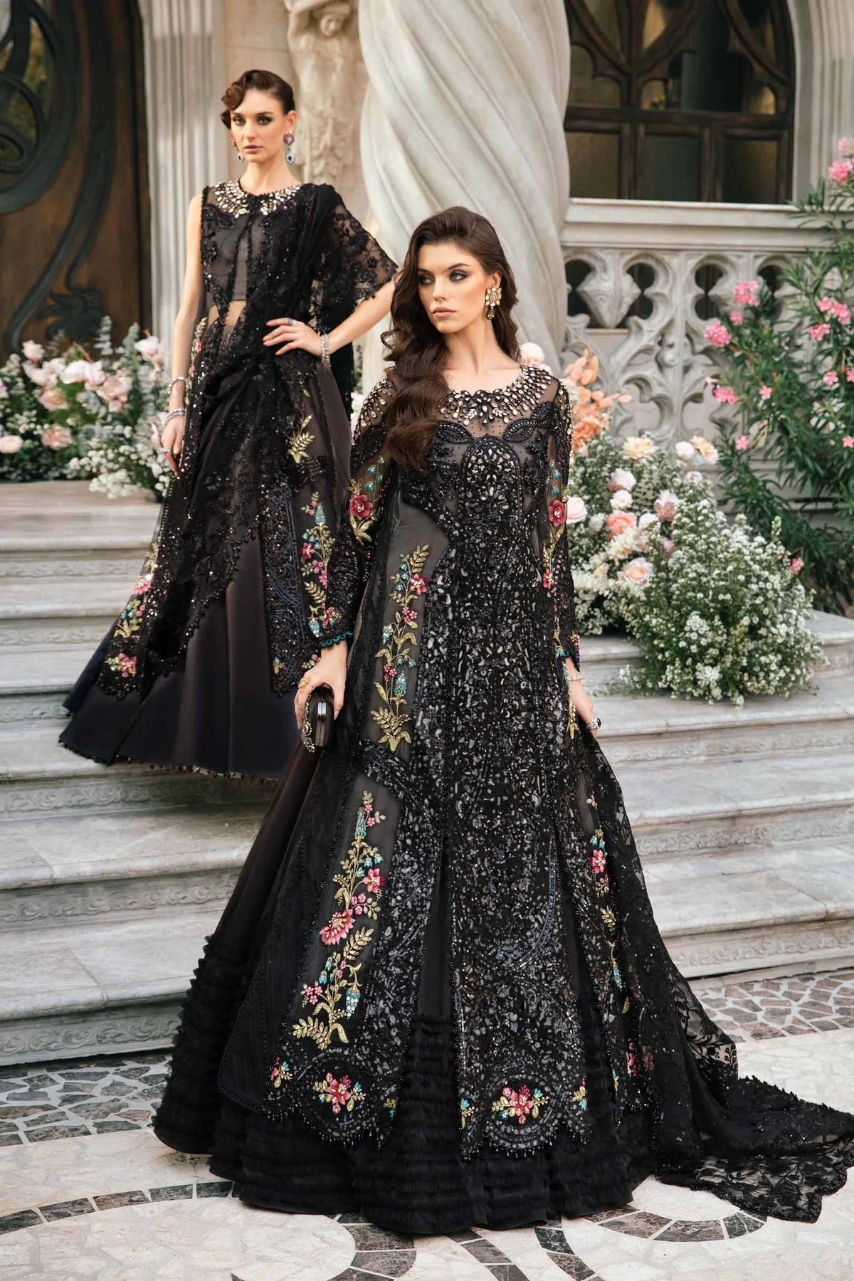 maria b black embroidered dress Maria B Black Dress