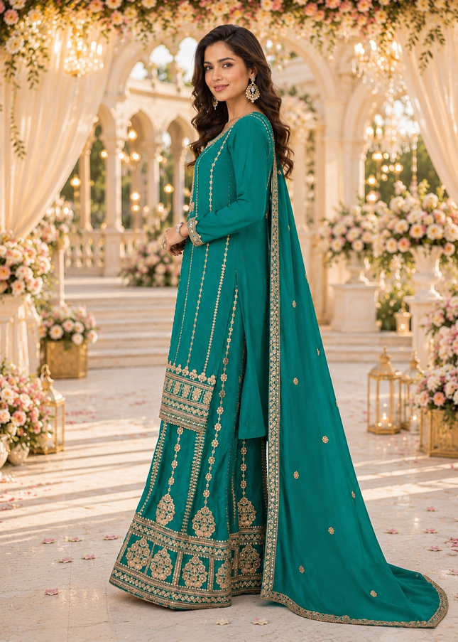 Chinnon Embroidered Sharara Suit Series
