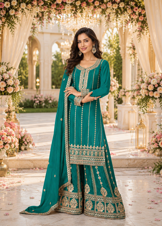 Chinnon Embroidered Sharara Suit Series