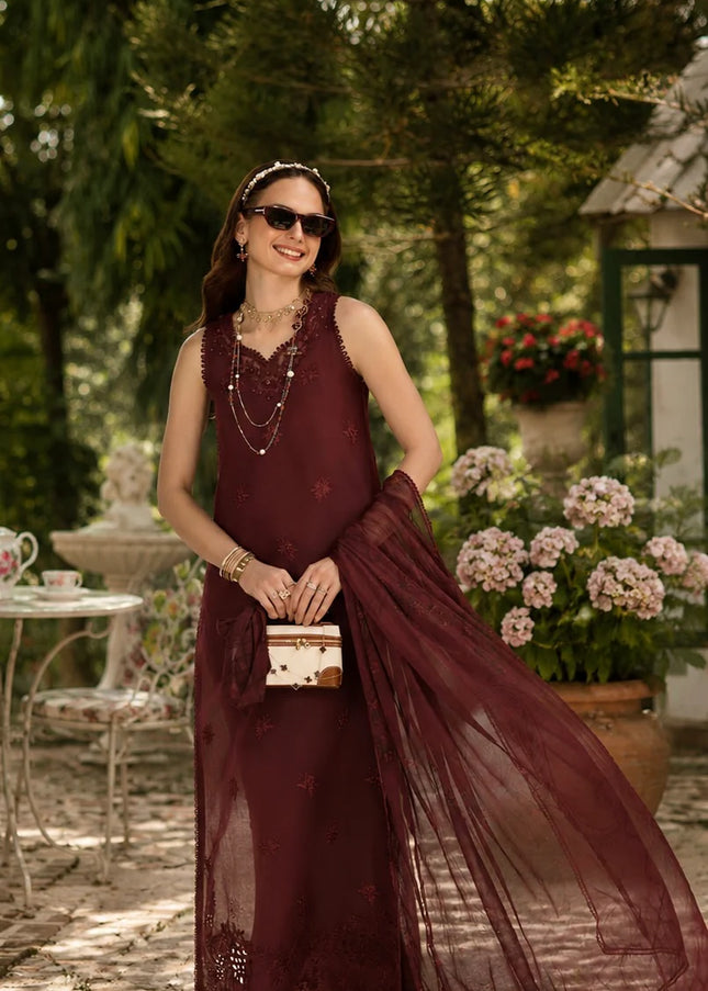 Noor By Saadia Asad | Noor Eid Luxury  Printskhaas '26 - Burgundy