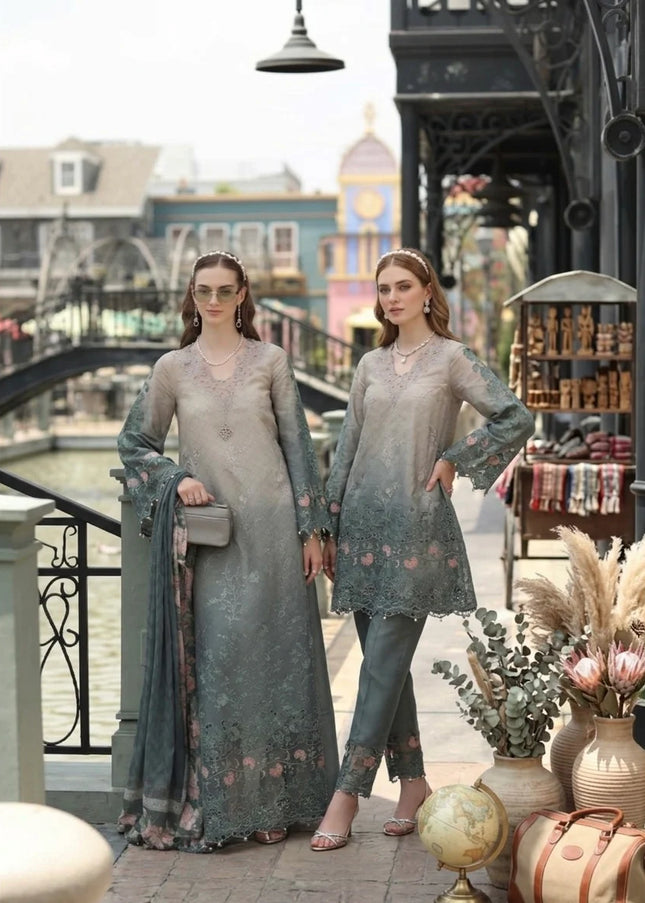 Noor By Saadia Asad | Noor Luxe Chikankari '26 - Smoke Zinc