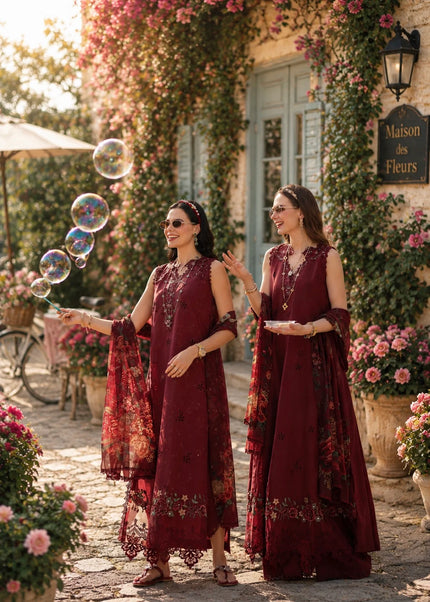 Noor By Saadia Asad | Noor Eid Luxury  Printskhaas '26 - Ruby Royale
