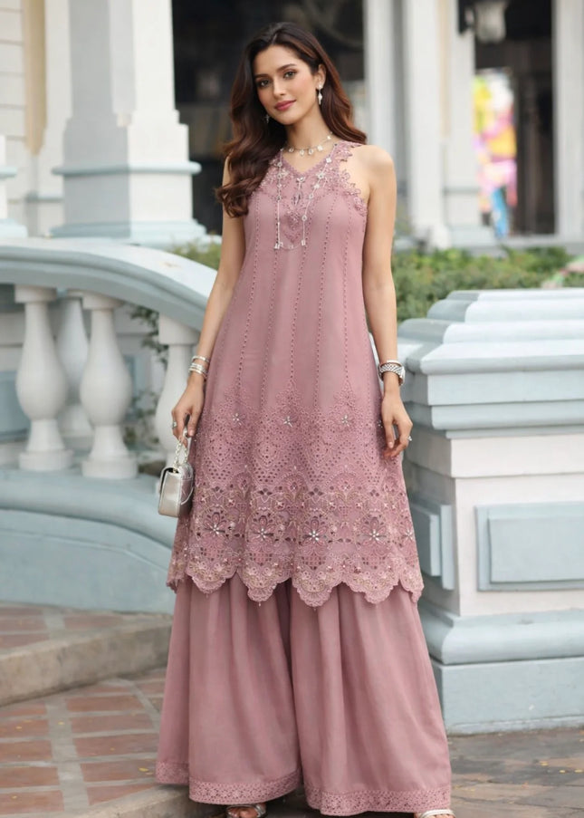 Noor By Saadia Asad | Noor Luxe Chikankari '26 - Rosewood Blush