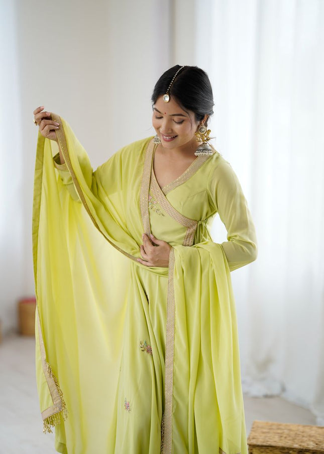 Green Embroidered Anarkali Gown