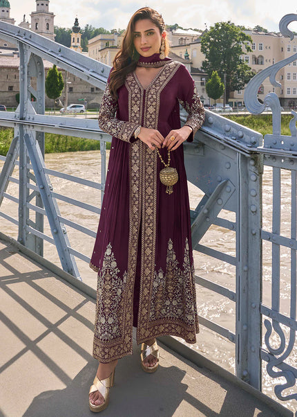 Golden Embroidered Pant Style Suit