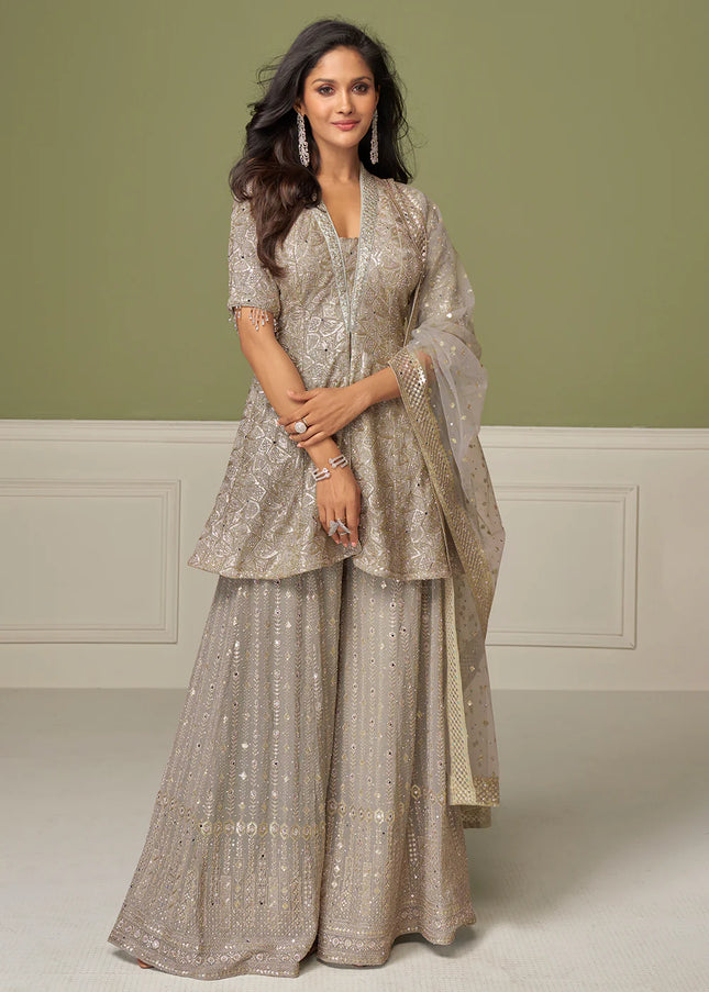 Georgette Embroidered Sharara Suit Series