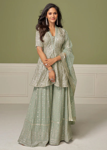 Georgette Embroidered Sharara Suit Series
