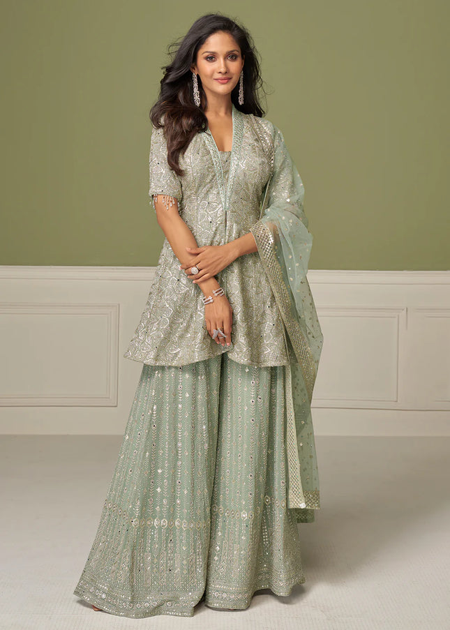 Georgette Embroidered Sharara Suit Series