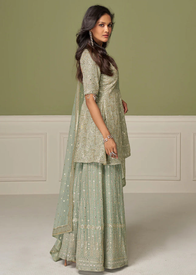 Georgette Embroidered Sharara Suit Series