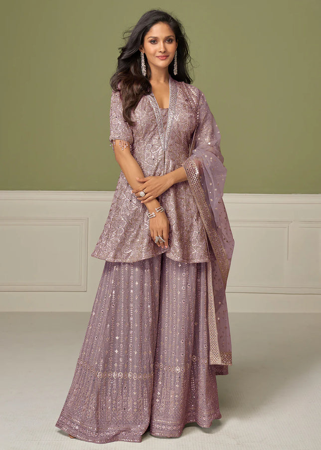 Georgette Embroidered Sharara Suit Series