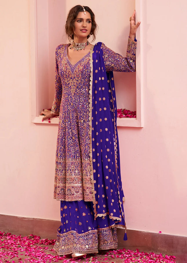 Georgette Embroidered Palazzo Suit Series