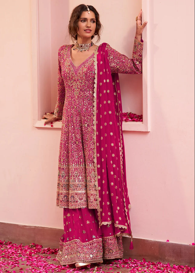 Georgette Embroidered Palazzo Suit Series