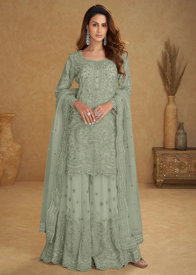 Net Embroidered Sharara Suit Series