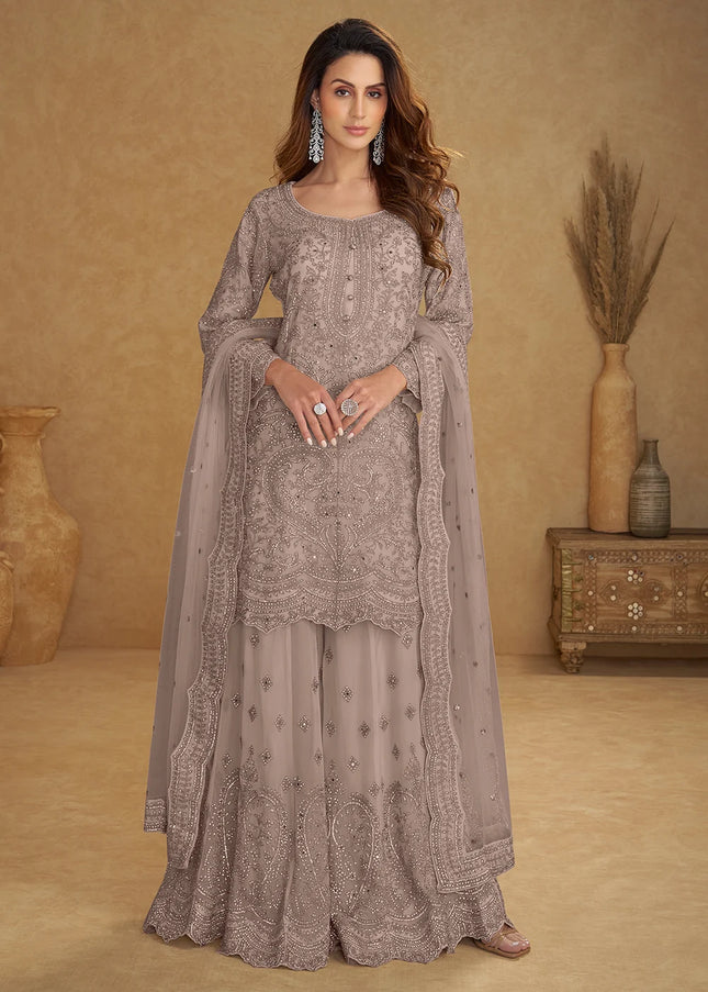 Net Embroidered Sharara Suit Series