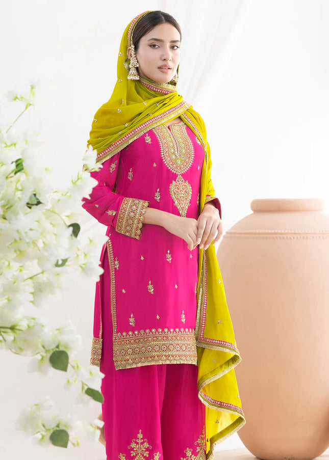 Pink Embroidered Pant Style Suit
