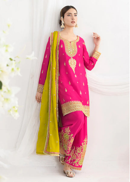 Pink Embroidered Pant Style Suit