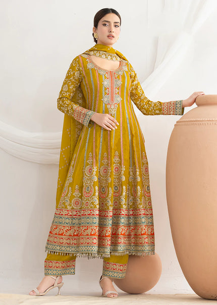 Mustard Yellow Embroidered Pant Style Suit