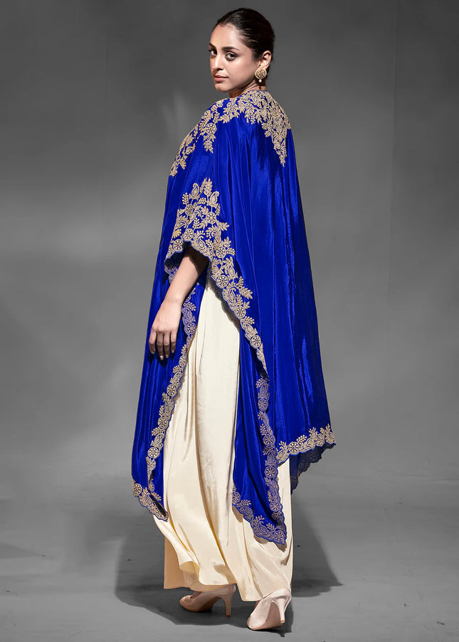 Gold Embroidered Cape and Dhoti Style Suit