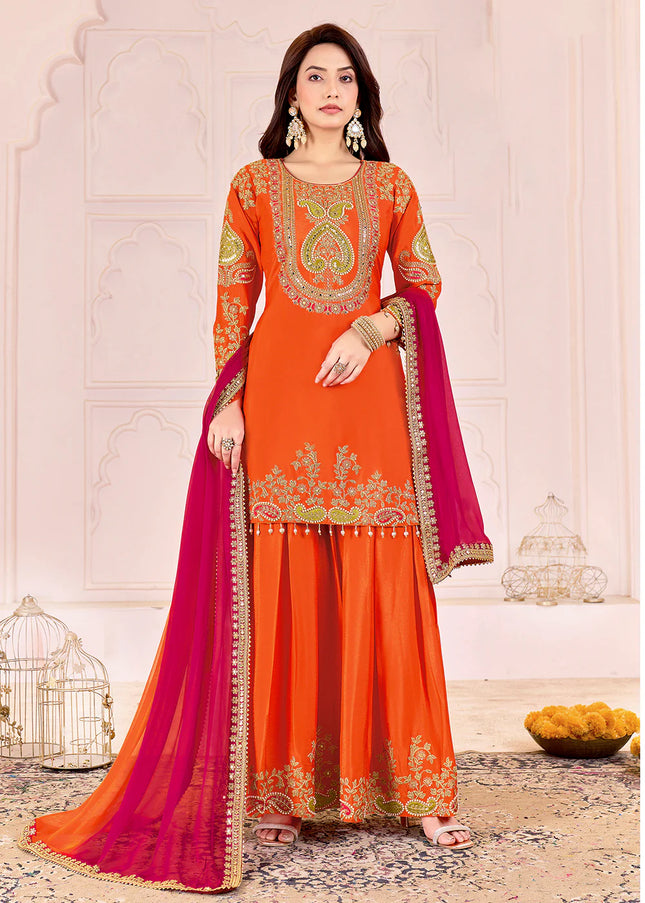 Multicolor Embroidered Sharara Suit