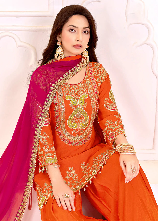 Multicolor Embroidered Sharara Suit