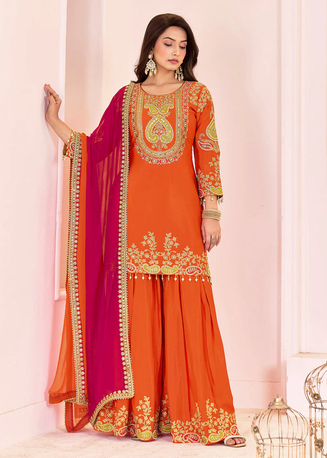 Multicolor Embroidered Sharara Suit