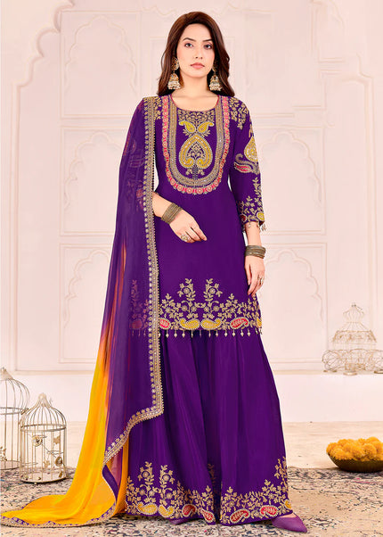 Multicolor Embroidered Sharara Suit