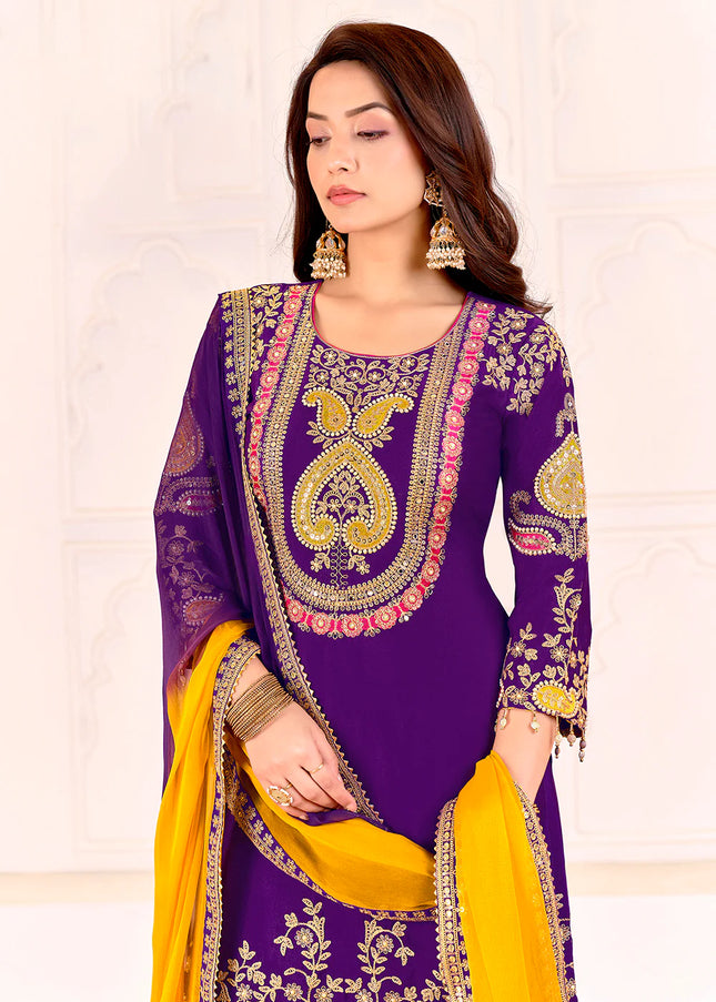 Multicolor Embroidered Sharara Suit