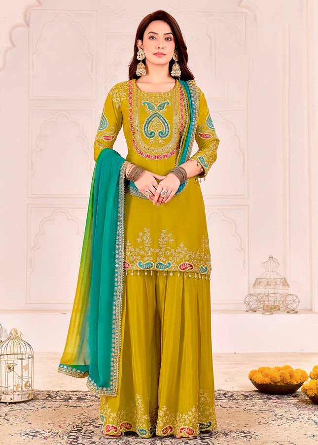 Multicolor Embroidered Sharara Suit