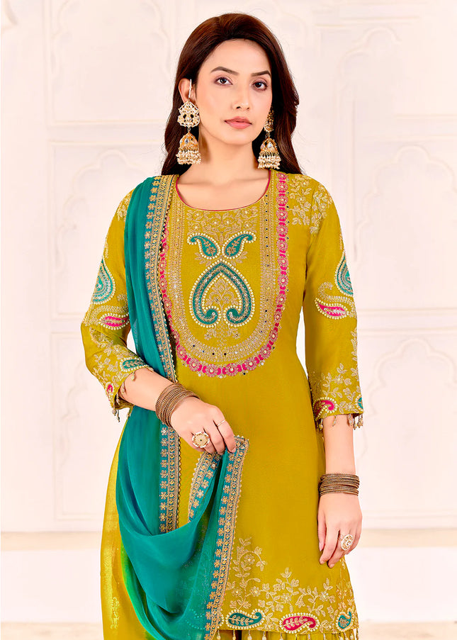 Multicolor Embroidered Sharara Suit