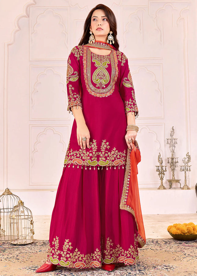 Multicolor Embroidered Sharara Suit
