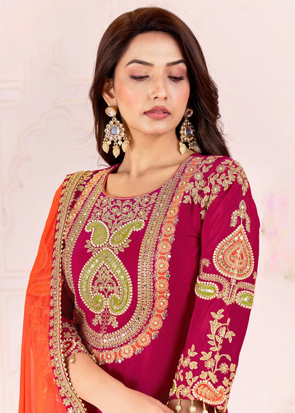 Multicolor Embroidered Sharara Suit