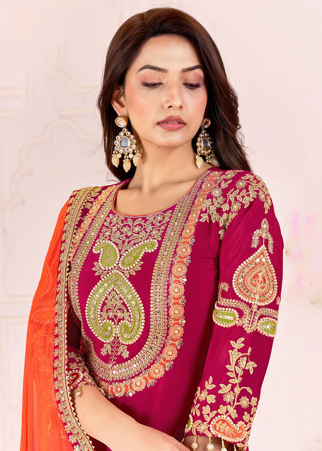 Multicolor Embroidered Sharara Suit
