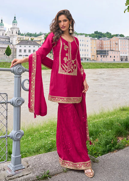 Pink Embroidered Gharara Suit