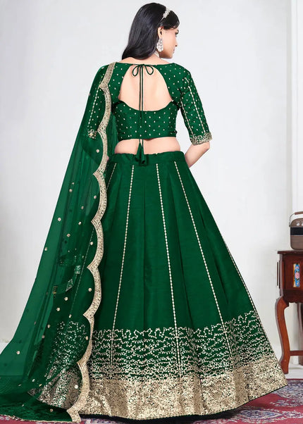 Green Embroidered Lehenga Choli
