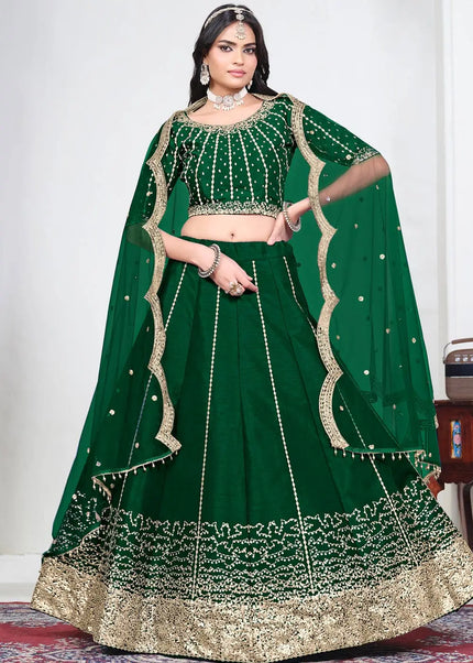 Green Embroidered Lehenga Choli
