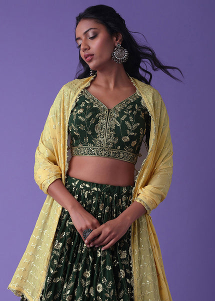Green Embroidered Lehenga Choli