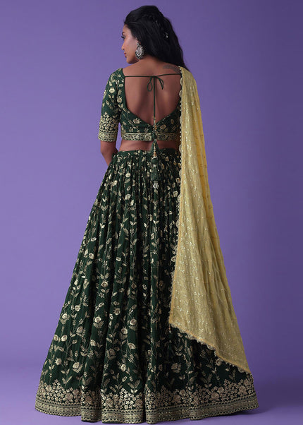 Green Embroidered Lehenga Choli