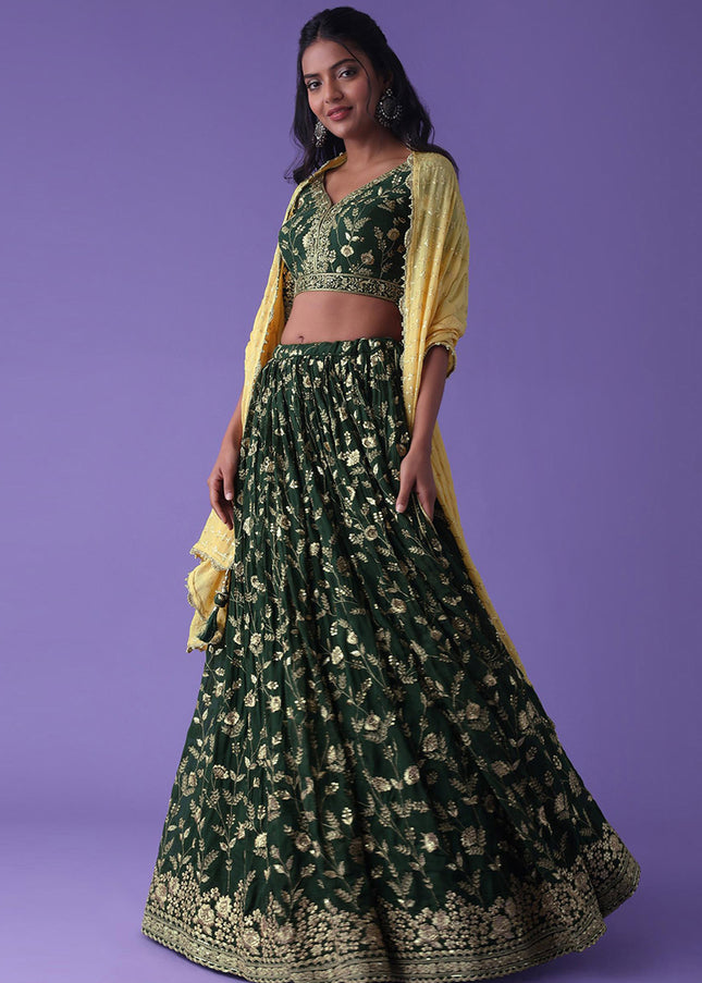 Green Embroidered Lehenga Choli