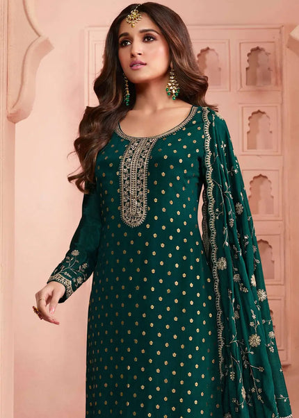 Green Embroidered Pant Style Suit