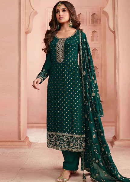 Green Embroidered Pant Style Suit