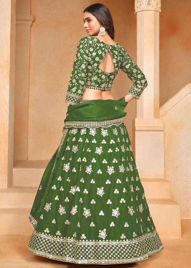 Green Embroidered Lehenga Choli